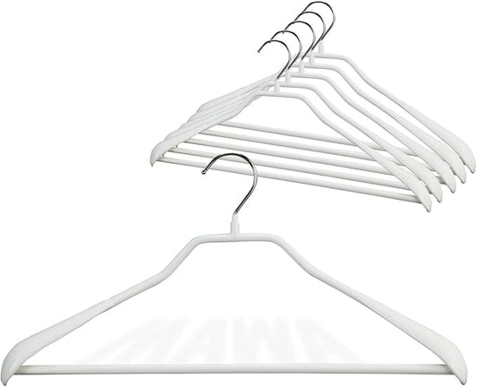 Mawa by Reston Lloyd BodyForm Series Non-Slip Space-Saving Clothes Hanger with Bar for Pants, 16-1/2", Style 42/LS, Set of 6, White