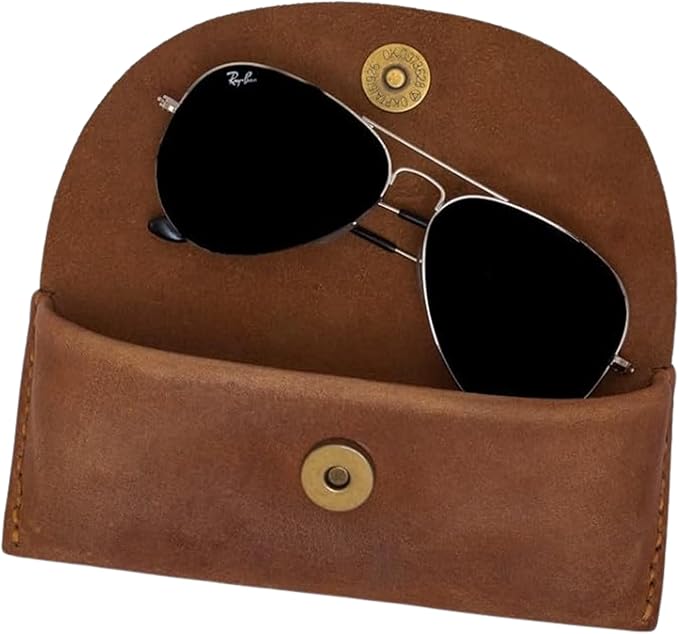 Leather Sunglasses Case Genuine Leather Eyeglass Case Soft Glasses Pouch Reading Glasses Case for Men & Women