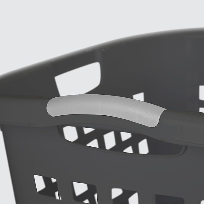 Sterilite 4 Pack Ultra Easy Carry Laundry Basket, Plastic Clothes Hamper Bin w/Comfort Grip Handles & Reinforced Rim, 2.1 Bushel Capacity, Flat Grey
