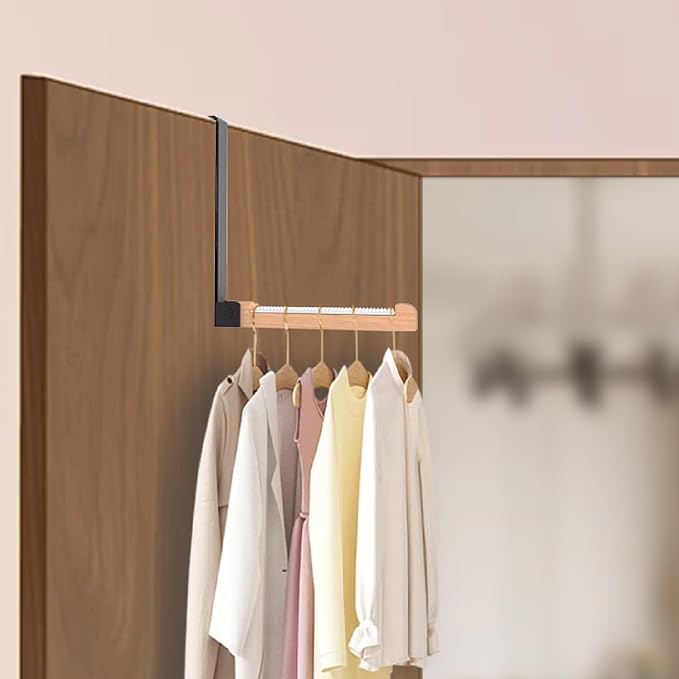 2 Pack Over The Door Hooks(L=6.1"), Over Door Hanger, Heavy Duty No Drill Hanger for Towels, Coats, Hats, Bags in Bathroom, Bedroom, Kitchen, Living Room-Black