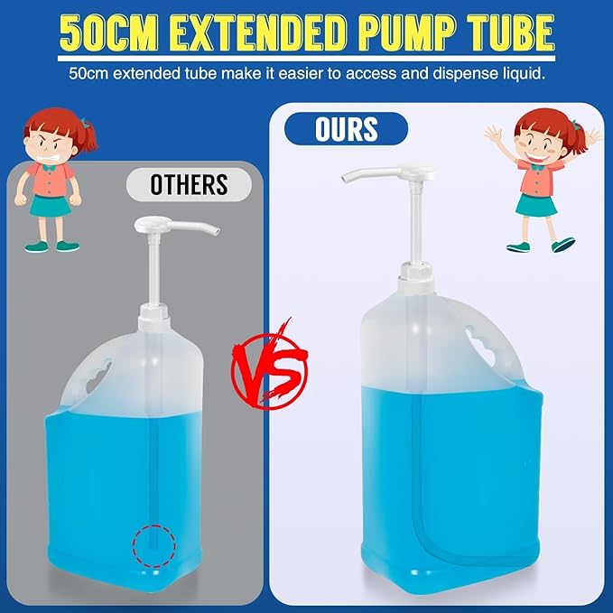 6 Pcs 5 Gallon Pump Dispenser 38-400 1 oz Dispenser Pump for Large Gallon Bucket with 50cm Extended Tube, Cap to Avoid Dripping, Great for Shampoo, Conditioner, Bleach Liquid, Laundry, Detergent, Oil