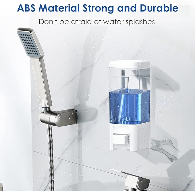 Manual Soap Dispenser, 17oz/500ml Wall Mount Soap Pump, Large Capacity Kitchen Bathroom Hand Soap Dispenser, Commercial Refillable Shampoo Shower Gel Lotion Dispenser, White