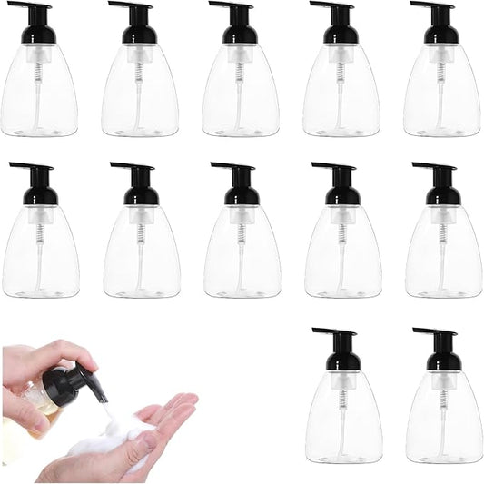 12 Pack Foam Soap Dispenser, 8oz/250ml Refillable Pump Bottle Dispenser Clear Foaming Hand Soap Dispensers Transparent Press Liquid Dish Dishwashing Detergent Containers for Bathroom Kitchen Washstand
