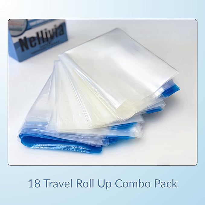 18 Pack Compression Bags for Travel, Roll Up Space Saver Bags for Clothes Storage, Compact Packing travel organizer for Luggage, Suitcase, Backpack, No Pump or Vacuum Needed