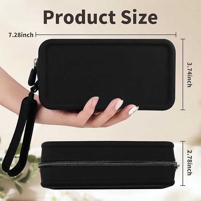 Silicone Makeup Bag, Portable Makeup Brush Holder, Travel Cosmetic Bag Versatile Zipper Pouch For Women (Black)