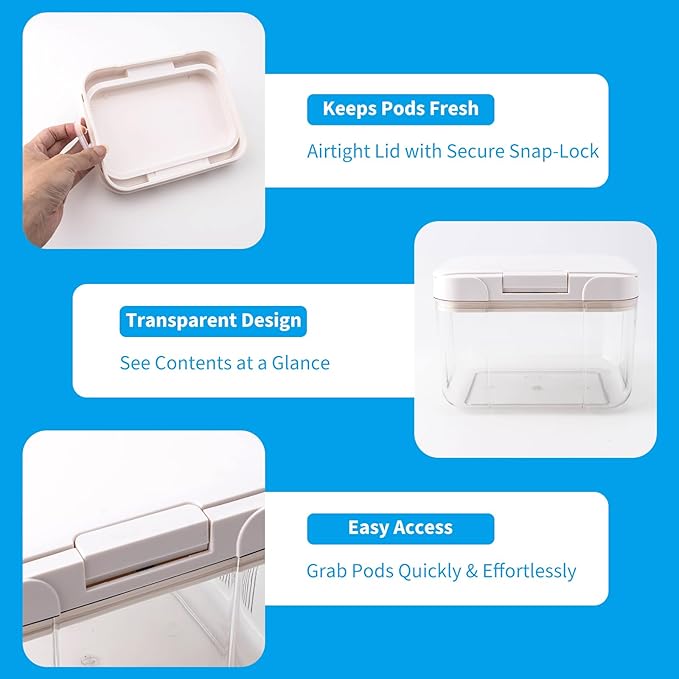 Laundry Pod Holder Compatible with Tide - Pod Storage Container, 98 fl oz/2.9L Powder Containers with Pop up Lid and Scoop, Laundry Room Storage Organizer for Pods and Scent Booster Beads