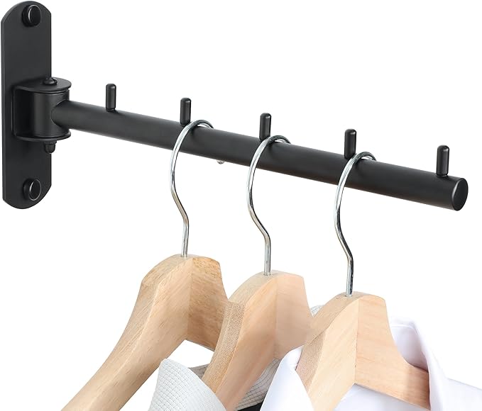Swing Clothes Hanger Rack, Garment Racks Clothes Bar Wall Mounted, 180°Rotation Laundry Drying Rack 304 Stainless Steel Space Saving Clothing Hanging System for Laundry Room Bedroom Balcony