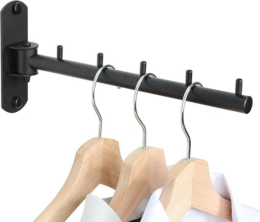 Swing Clothes Hanger Rack, Garment Racks Clothes Bar Wall Mounted, 180°Rotation Laundry Drying Rack 304 Stainless Steel Space Saving Clothing Hanging System for Laundry Room Bedroom Balcony