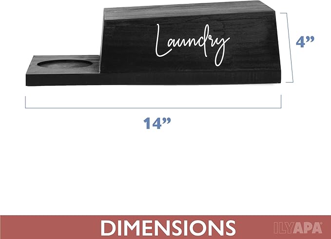 Ilyapa Wooden Laundry Pedestal, Detergent Holder for Fabric Softeners, Accessories for Laundry Room, Black Soap Holder, Detergent Dispenser Stand with Drip Catcher