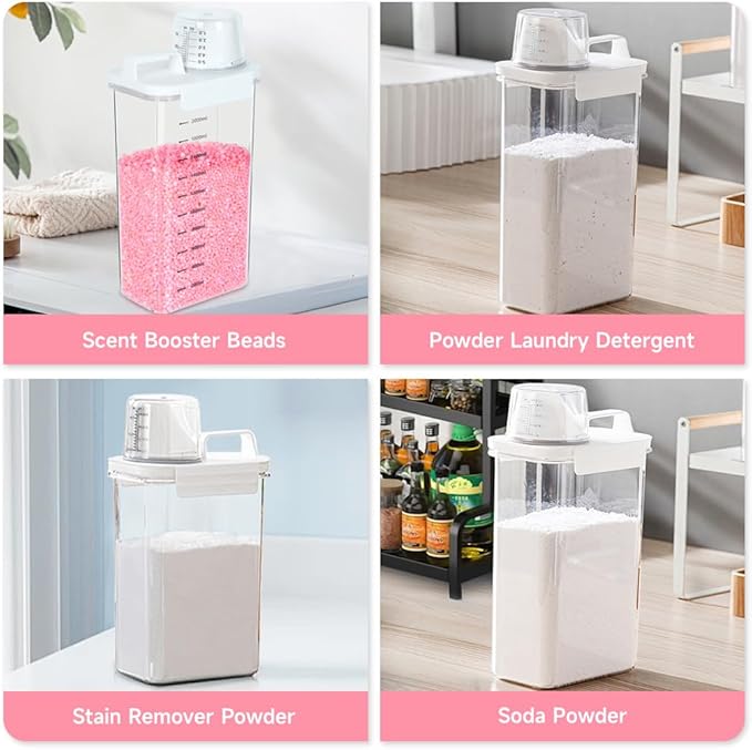 Tokokimo 2 Packs Laundry Detergent Dispenser, Laundry Power Container,Laundry Scent Booster Beads Dispenser for Washing Powder, Soda Powder, Grain