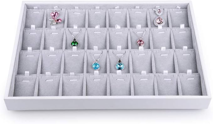 Oirlv Velvet Stackable Jewelry Tray 32 Grids Pendant Organizer Display Showcase Jewelry Storage Trays