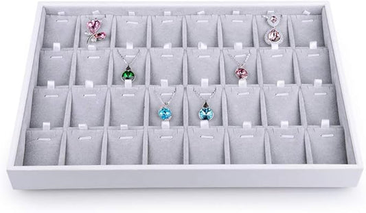 Oirlv Velvet Stackable Jewelry Tray 32 Grids Pendant Organizer Display Showcase Jewelry Storage Trays