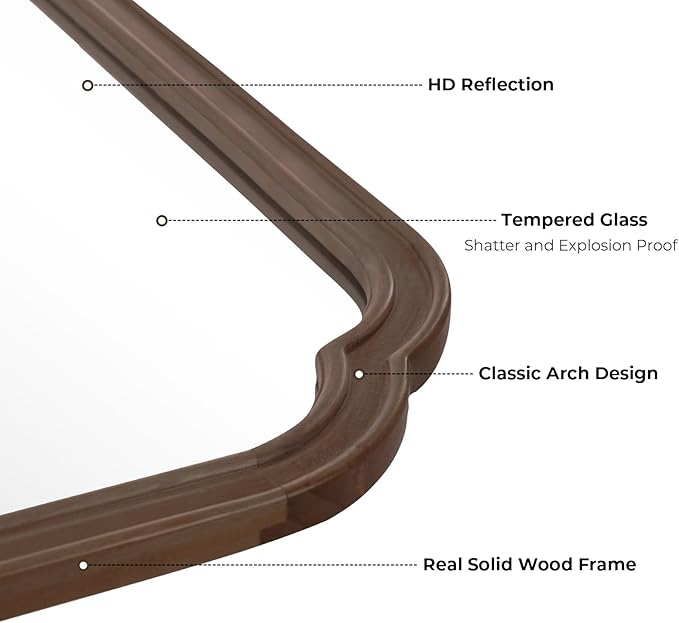 HOMECOOKIN Wood Bathroom Mirrors for Wall Mounted, 20" x 30" Rustic Wood Frame Wall Mirrors Decorative for Living Room or Bedroom Vanity Mirror (Walnut) B