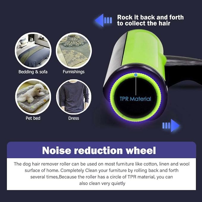 Pet Hair Remover Roller – Reusable Manual Lint Roller for Dog & Cat Hair Eco-Friendly, Ergonomic Design Ideal for Furniture, Clothing & Car Interiors Fur-Free.