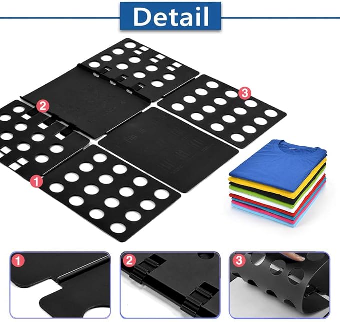 T shirt Clothes Folder Shirt Folding Board Laundry Organizer Easy and Fast for Kid and Adult(BLack&Red)