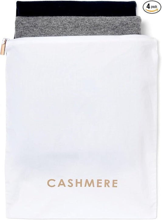 Cashmere Wool Sweater Storage Bag Pouch Set with integrated Cedar Wood