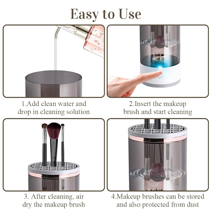 Electric Makeup Brush Cleaner, Abnaok Makeup Brush Cleaner Machine with Brush Clean Mat, Automatic Cosmetic Brush Cleaner Makeup Brush Tools for All Size Beauty Makeup Brushes Set, Gift for Women Wife