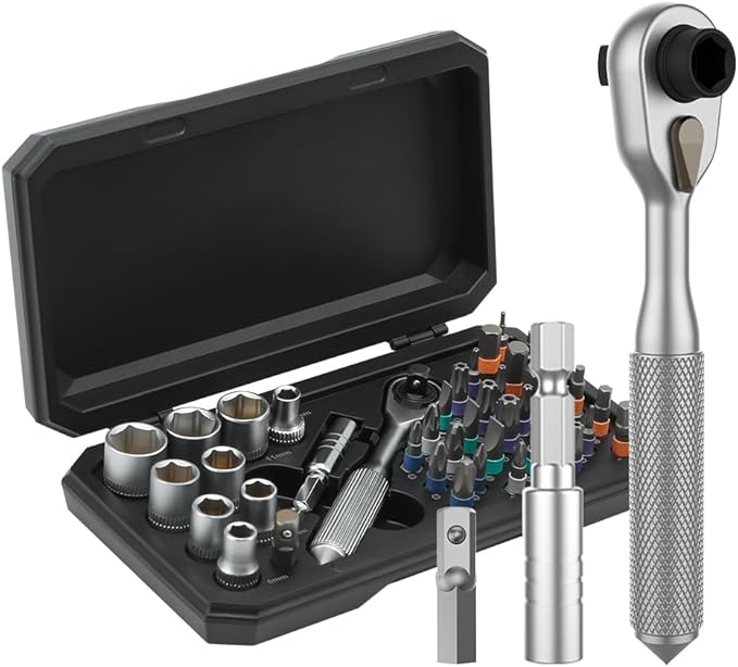 42 in 1 Magnetic Screwdriver, Screwdriver Set, Multi Bit Ratcheting Screwdriver Set with Storage Case Repair Tool Kit for Computer, Eyeglass, Bicycles, Watch, Ring Doorbell, Furniture and DIY