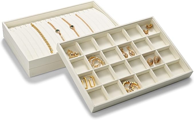 Microfiber Necklace Bracelet Tray Jewelry Tray Necklace Bracelet Holder Organizer (Beige)