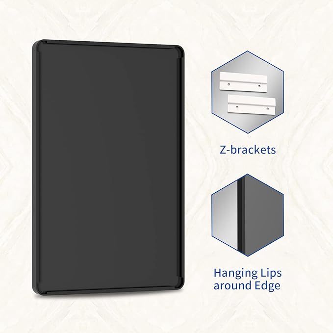 WEER Black Metal Framed Mirror 72X32 Inch, Black Bathroom Vanity Mirror, Rounded Rectangle Matte Black Bathroom Mirror for Wall, Tempered Glass, Anti-Rust, Hangs Horizontal or Vertical