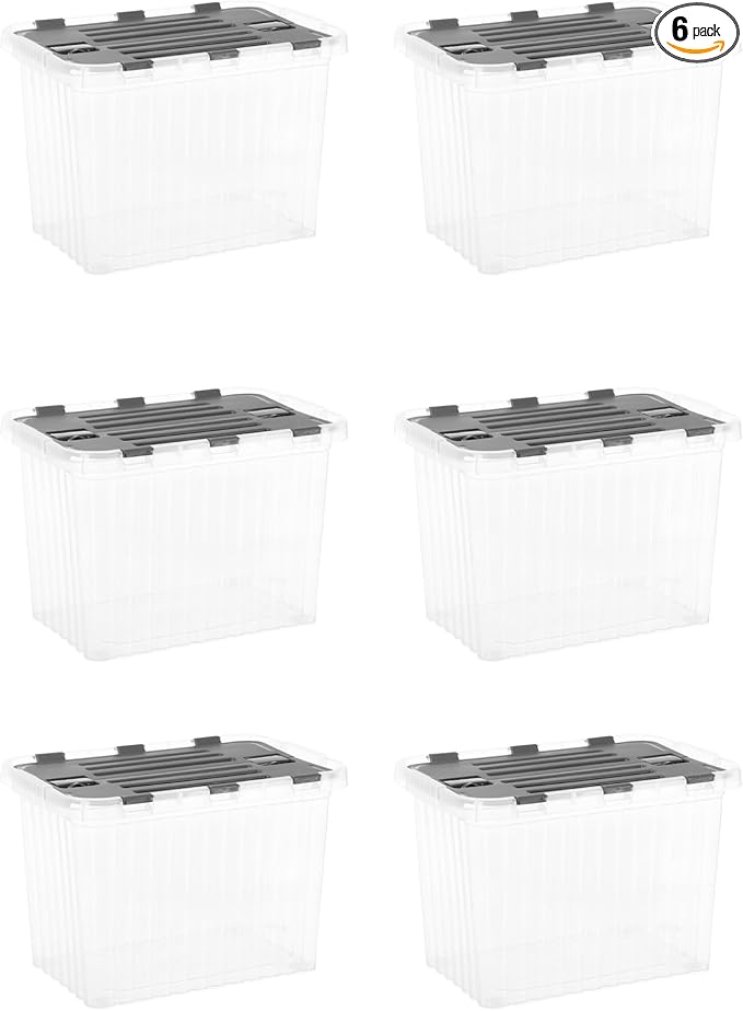 Superio 6-Pack Clear Storage Bins with Lids (15"x10"x10.25") - Stackable Plastic Containers, BPA-Free, Odor-Free, Home/Office/Dorm Organizers, 17 Quart
