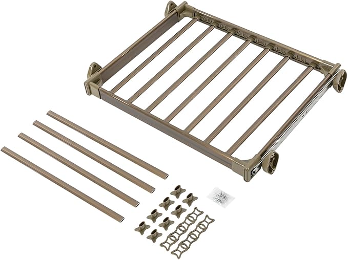 11 Arms Slide Out Pants Rack Closet Pants Hanger Bar Pull Out Trousers Rack Tie Belts Scarf Racks, Top Mounted Wardrobe Clothes Organizers Rail Pull Out Closet Storage Rod-Champagne