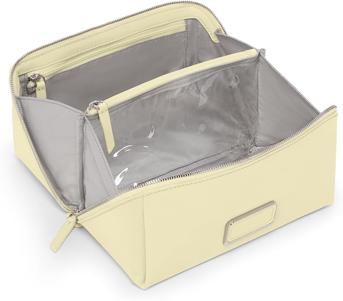 TUMI - Voyageur Dallas Cosmetic Bag - Lay-Flat Travel Makeup Organizer - Packable Travel Kit - Washed Yellow