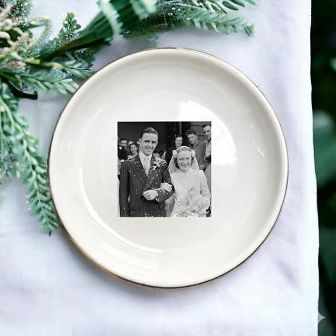 Chillever Custom Photo Ring Dish, Personalized Jewelry Holder, Picture Trinket Tray, Engagement Gift for Her, Wedding Keepsake Jewelry Dish, Memorial Gifts, Custom Couple Portrait Keepsake 1