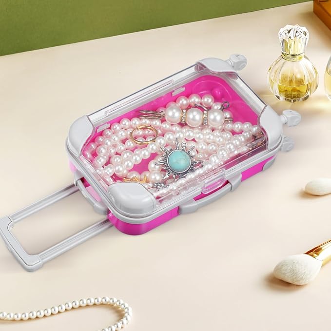 Unomor Portable Eyelash Storage Box Mini Suitcase Makeup Case Travel Cosmetic Organizer Compact Carrying Case for False Eyelashes and Small Accessories