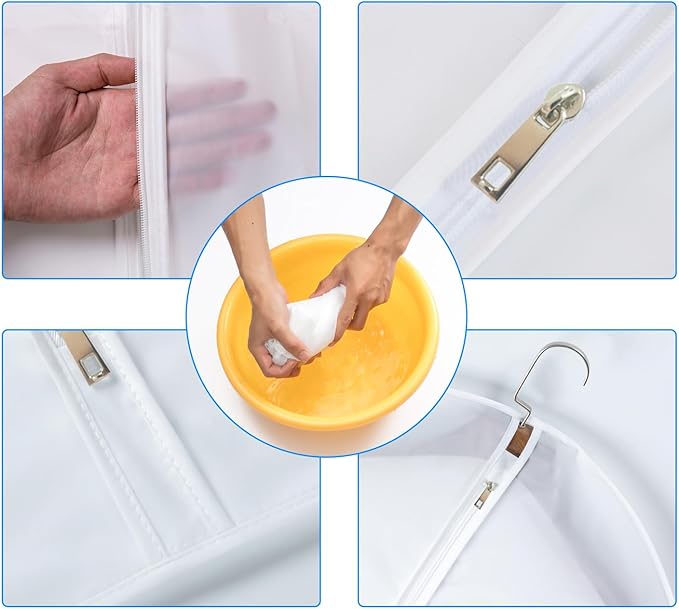 12 Pack Shirt Garment Bags (24x36") - Dustproof Short Suit Covers - Durable PEVA Closet Bags with Sturdy Zipper for Blouses, Jackets, Sweaters & T-Shirts (Translucent)