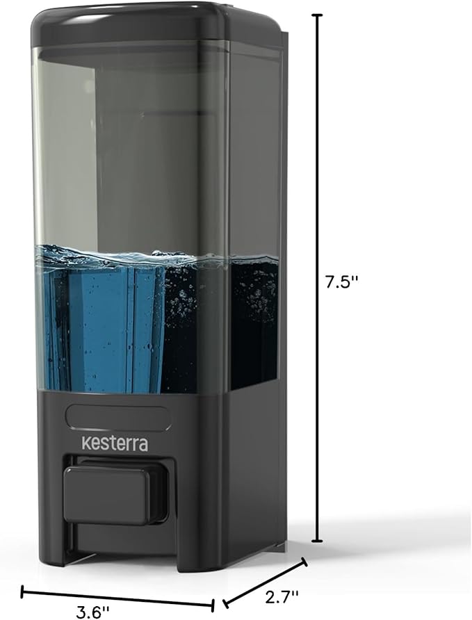 Manual Soap Dispenser, 17oz/500ml Wall Mount Soap Pump, Large Capacity Kitchen Bathroom Hand Soap Dispenser, Commercial Refillable Shampoo Shower Gel Lotion Dispenser, Black