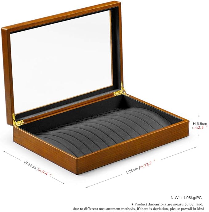 Oirlv Solid Wooden Necklace/Bracelet/Pendant Jewelry Organizer Box 13 Lattice Necklace Showcase Display Holder