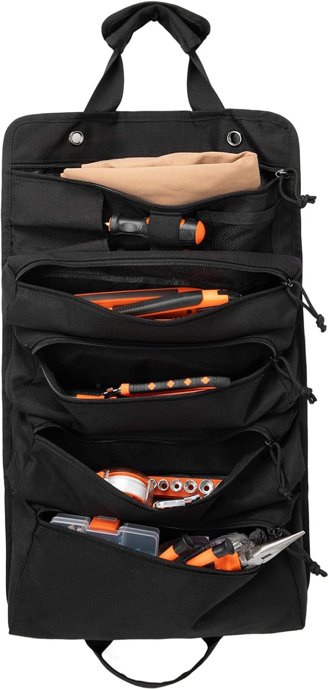 HUAARIPOLY Roll up Tool Kit, Portable Large Capacity Tool Storage, Multi functional Tool Storage Organizer Roll up Carrying Tool Kit Gifts for Men, Electricians, Machinists, and Plumbers