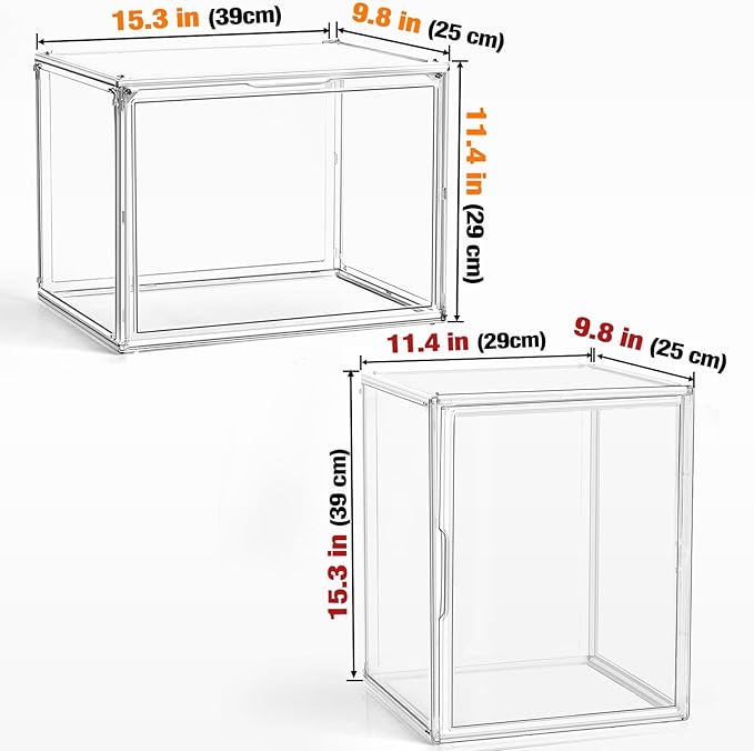 1 Pack XXX-Large Clear Tall Boot Storage Box 17.7''x13''x13'' Acrylic Display Case with Magnetic Lid Handbag Organizer Clear Storage Bins for Trophy, Helmet, Tall Boots, Figure Collectibles