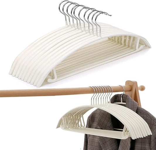 Contour Metal No Bumps Hanger - Suit, Coat & Sweater Hanger (Pack of 30, White)