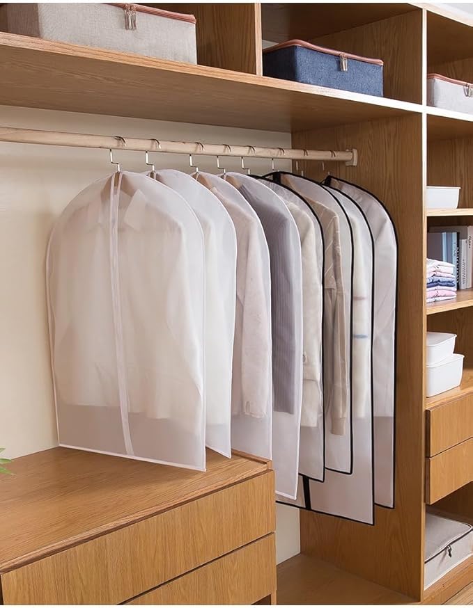 Garment Bag, Set of 12 Breathable PEVA Covers with Zipper, Dust-Free Clothes Storage for Wardrobe and Travel, White