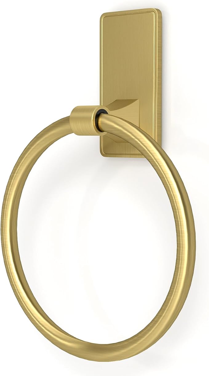 Adhesive Towel Ring, SUS304 Stainless Steel Bathroom Towel Holder, One Piece Disigned Towel Racks for Bathroom, No Drill, Gold