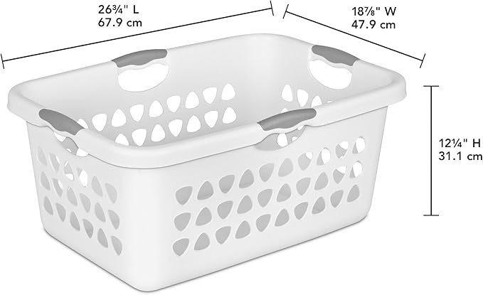 Sterilite 4-Pack 2 Bushel Ultra Laundry Basket, Rectangular Plastic Clothes Hamper, White - Ventilated Open-Top Utility Wash Bin with 4 Handles and Large Clothing Load Capacity