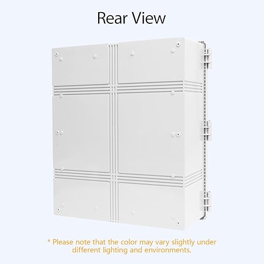 LeMotech Electrical Box, IP67 Waterproof Hinged Cover Stainless Steel Latch Junction Box, ABS Plastic Electrical Enclosure with Mounting Plate,Wall Brackets, Cable Glands,24.8"x20.8"x9.8",Grey