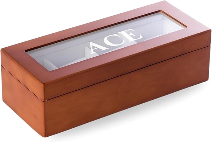 Bey-Berk Personalized Theo Cherry Wood 4-Slot Watch Box, Custom Glass-Top Solid Wood Watch Display Case with Velour-Lined Cushions, 11.25" x 4.5" x 3.25"