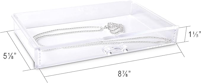 Frebeauty Extra Large Acrylic Jewelry Box for Women Girls 5 Layers Clear Velvet Earring Organizer with 5 Drawers Rings Display Case Necklaces Holder Tray (Beige)