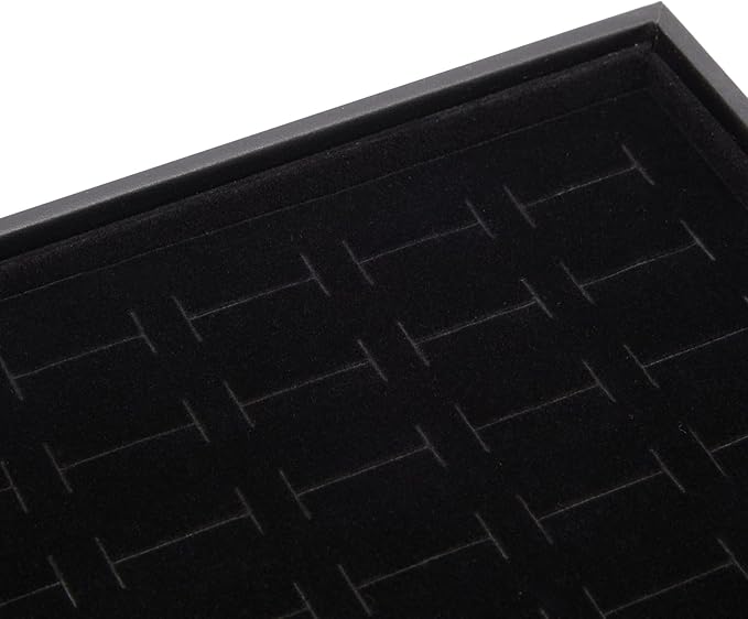 Juvale Ring Display Tray - Velvet Protection & Jewelry Display - Removable Pad & Earring Storage - Stackable Jewelry Trays & Glasses Holder for Nightstand - Pack of 2, 13.8 x 9.5 x 1.3 in, Black