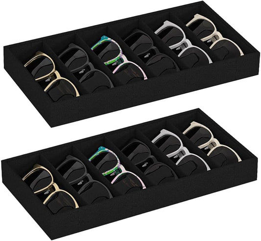 Sunglass Organizer Tray,Eyeglass Storage for Multiple Glasses,Jewelry and Sunglasses Drawer Organizer (Black 2)
