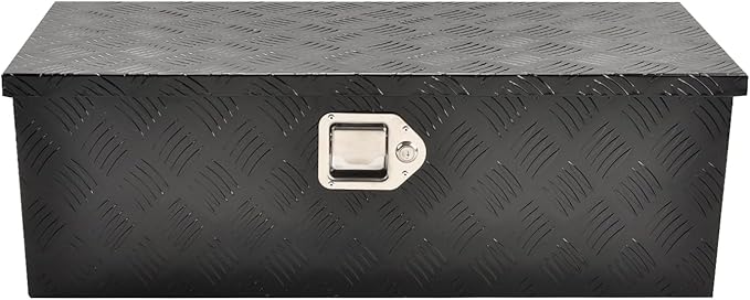 30''Inch Aluminum Truck Tool Box Truck Bed Toolbox Truck Trailer Chest Box Trailer Underbody Storage Organizer Waterproof Square Storage Organizer w/Lock & Keys Black(‎30" Lx13 Wx10 H)