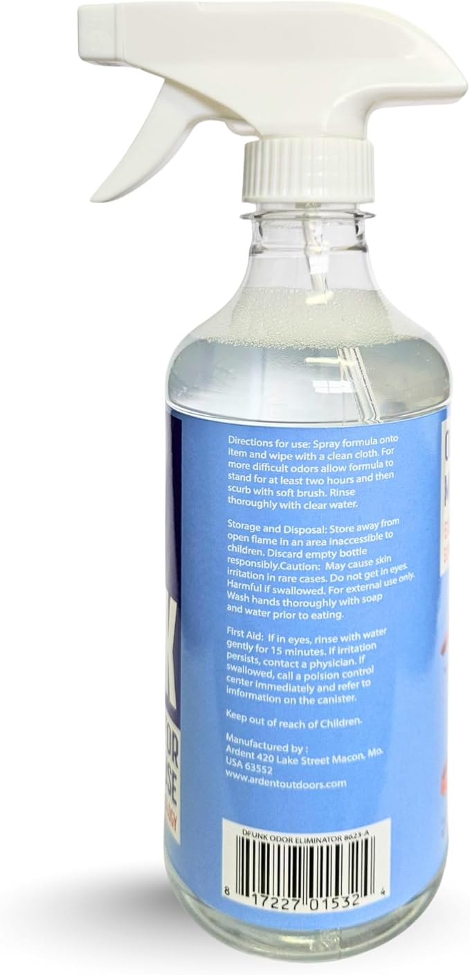 Ardent D Funk Odor Eliminator for Strong Odor, 16 oz. Bottle, Fabric Deodorizer Spray to Remove Smells and Odors, Carpet Cleaner, Pet Supplies, Sport Shoes and Equipment, Coolers, Made in USA