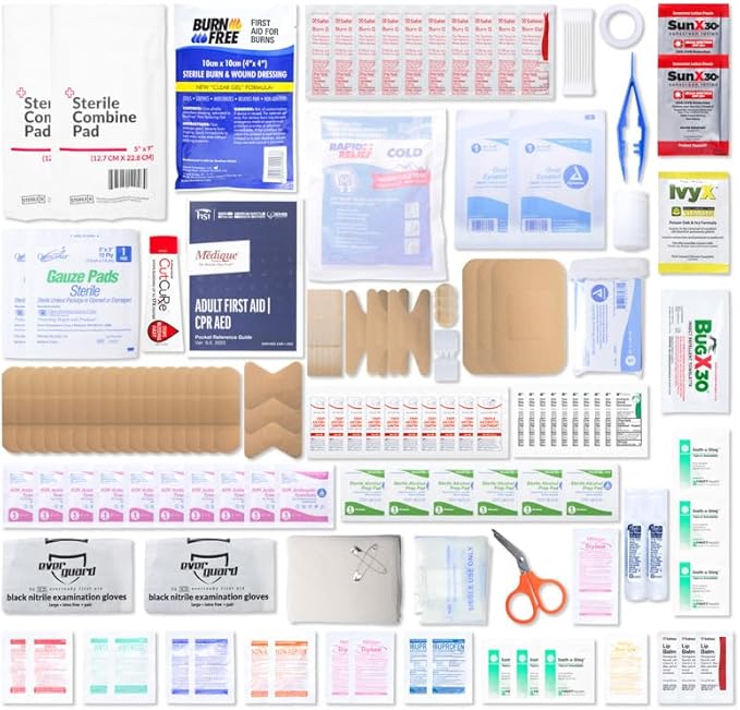 MFASCO Deluxe Class A First Aid Kit 909 Red | DOT, ANSI & OSHA Approved, Packed in a Rugged, Waterproof, Indestructible Case, Compartmental Bag, Durable, Red Plastic Kit, OSHA Type II & IV Container