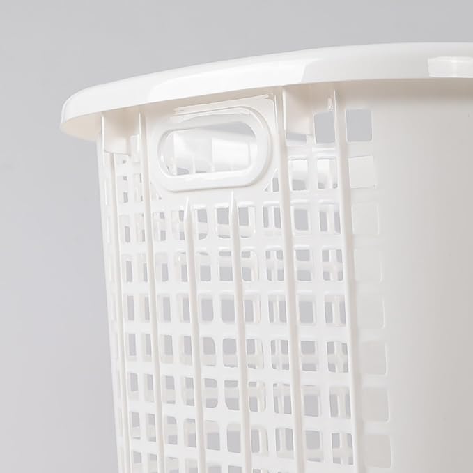 50L Tall Plastic Laundry Hampers with Cut Out Handles, Plastic Laundry Baskets, White, 6 Packs