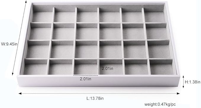 Oirlv Velvet Stackable Jewelry Trays Rings Display organizer Home Storage Trays (24 Grids)