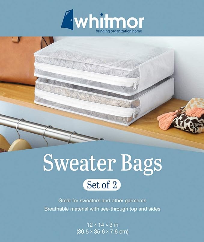 Whitmor Set of 2 Sweater Bag, White, 2 Count (Pack of 12)