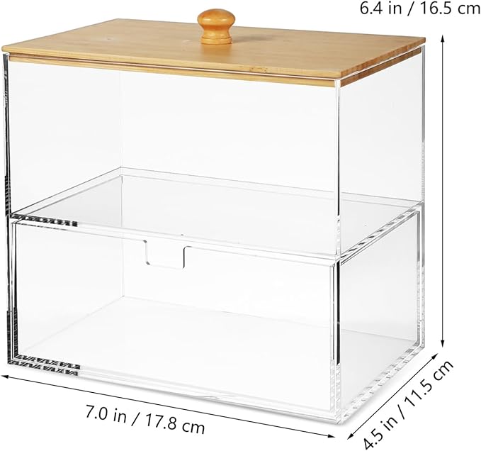 Laundry Pod Containers Acrylic Dryer Sheet Holder Stackable Laundry Room Organization with Storage Drawers and Bamboo Lid,Clear Detergent Dispenser for washer Organizing and Decor